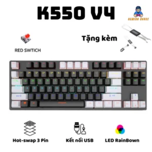 Bàn phím cơ K550 V4 Red Switch Layout TKL 87 phím - Có hot-swap - LED Rain bown