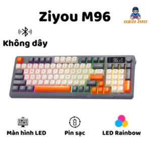 Bàn phím không dây Bluetooth M96 - Led Rainbow - Pin Sạc 2000mah - Phím PBT - Full Size