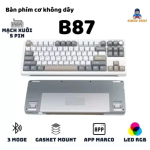 Bàn phím cơ không dây iloubee B87 - Full Foam - Có núm tùy biến - 3 Mode - LED RGB - App marco - Mạch Xuôi