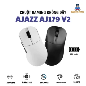 AJAZZ Chuột Gaming Không Dây AJ179 V2 MAX - 3 Mode Kết Nối - PAW3311 - 1000Hz - 12000 DPI - App tùy chỉnh