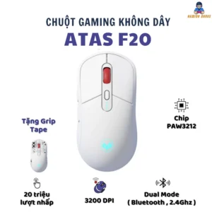 Chuột Silent bluetooth không dây Atas F20 - Dual Mode - Pin sạc 500mah - Sử dụng liên tục 50h