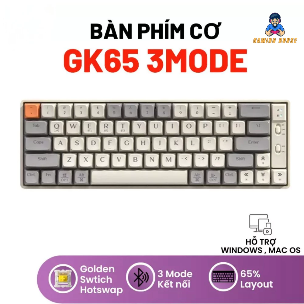 Bàn Phím Cơ Không Dây Atas ZA641 Pro - Kết nối Bluetooh/USB/Type C - Led RainBown - hỗ trợ Win/Mac