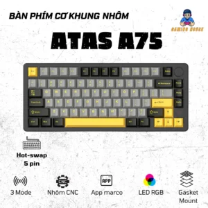 Bàn phím cơ khung nhôm ATAS A75 ALUMINUM - 3 mode kết nối - LED RGB - APP Marco - Hot-swap 5 pin