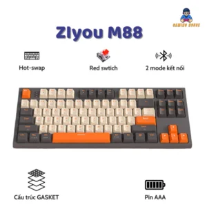 Bàn Phím Cơ Bluetooth Không Dây M88 Cao Cấp Có HOTSWAP Lót Foam Tiêu Âm, Trục Red Switch