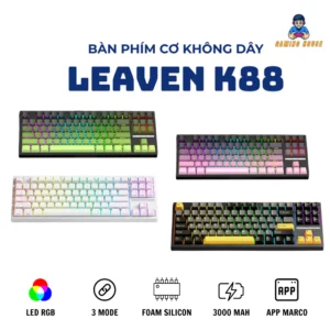 Bàn phím cơ không dây Leaven K88 - 3 mode kết nối - Led RGB - Full foam - Hỗ trợ app tùy chỉnh