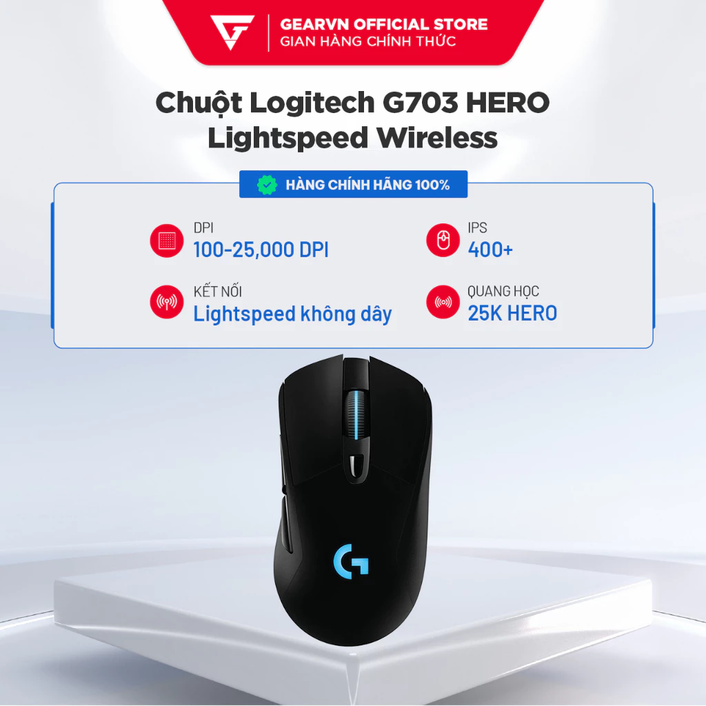 Chuột Logitech G703 HERO 25K DPI Lightspeed Wireless BH 24 tháng