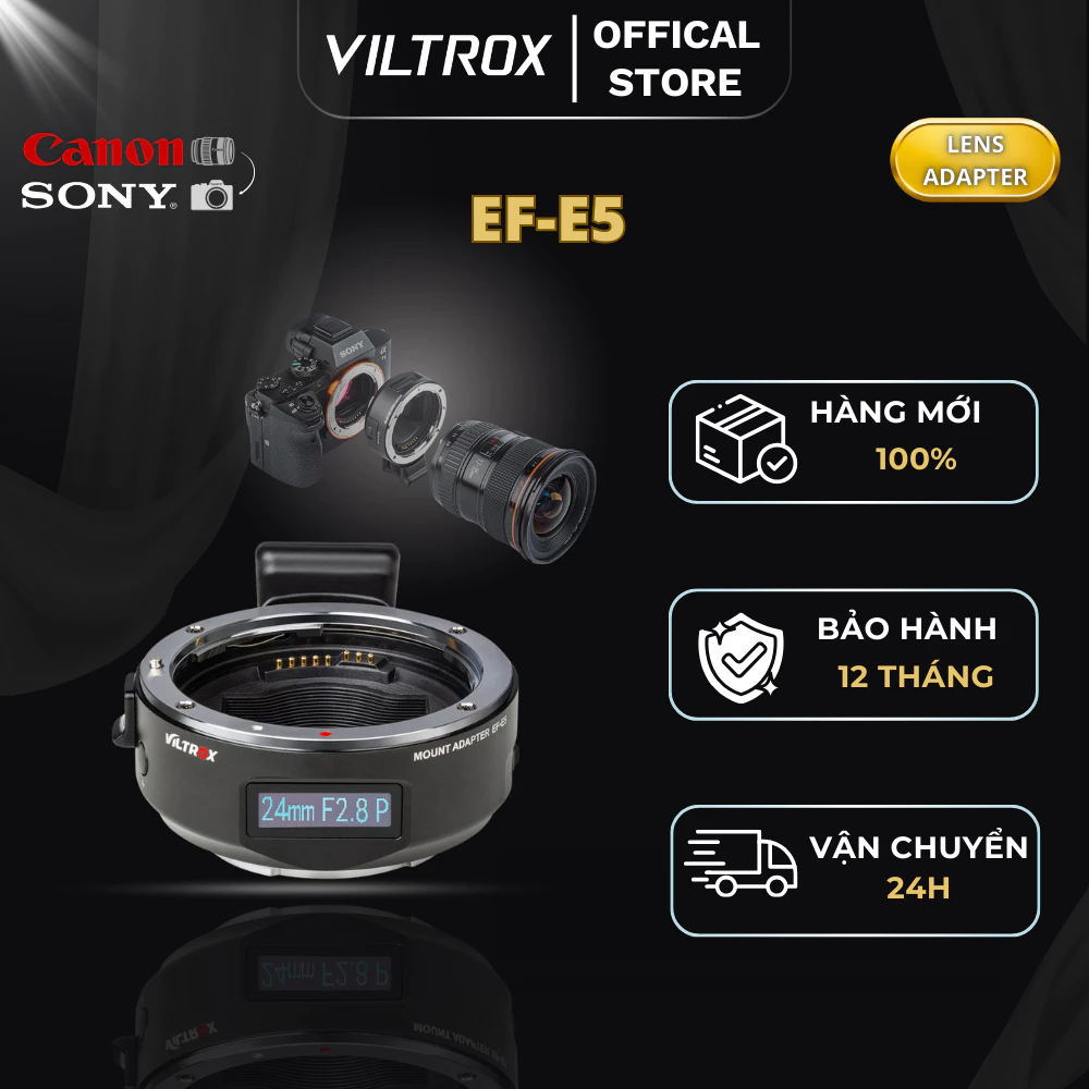 VILTROX EF-E5 Ngàm Chuyển Ống Kinh Canon EF/EF-S lên thân máy ảnh Sony E-mount - HÀNG CHÍNH HÃNG