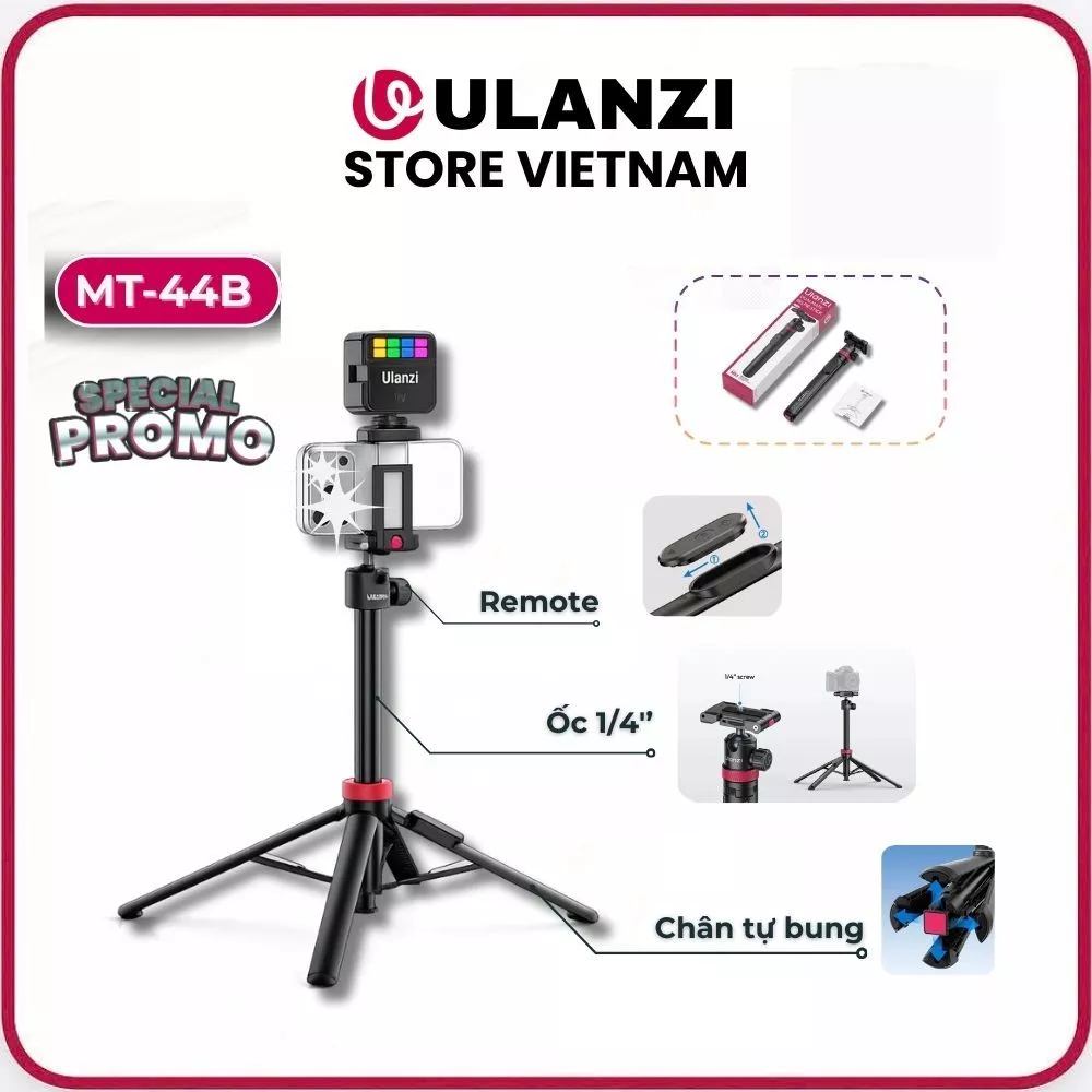 Ulanzi MT-44B – Chân Tripod 2 In 1 Tự Động Mở Tích Hợp Remote (S056)