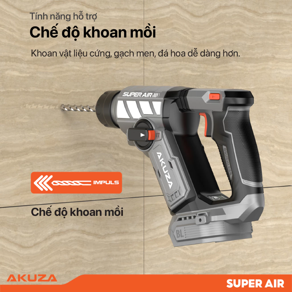 Máy Khoan Bê Tông Pin SUPER AIR 1.7J Có Tạo Xung Chuyên Dụng - Image 2