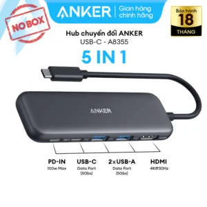 [NO BOX] Hub chuyển đổi ANKER 332 USB-C 5in1 | HDMI 4K / USB-C 5 Gbps / 2*USB-A 5 Gbps / sạc PD input 100W - A8355
