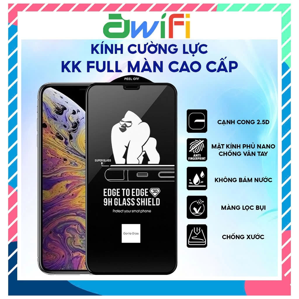 Miếng dán màn hình (Kính cường lực) iphone KK full 6s/6splus/7plus/8plus/x/xs/11/12/13/14/15/16/17/pro/max/promax D4-4