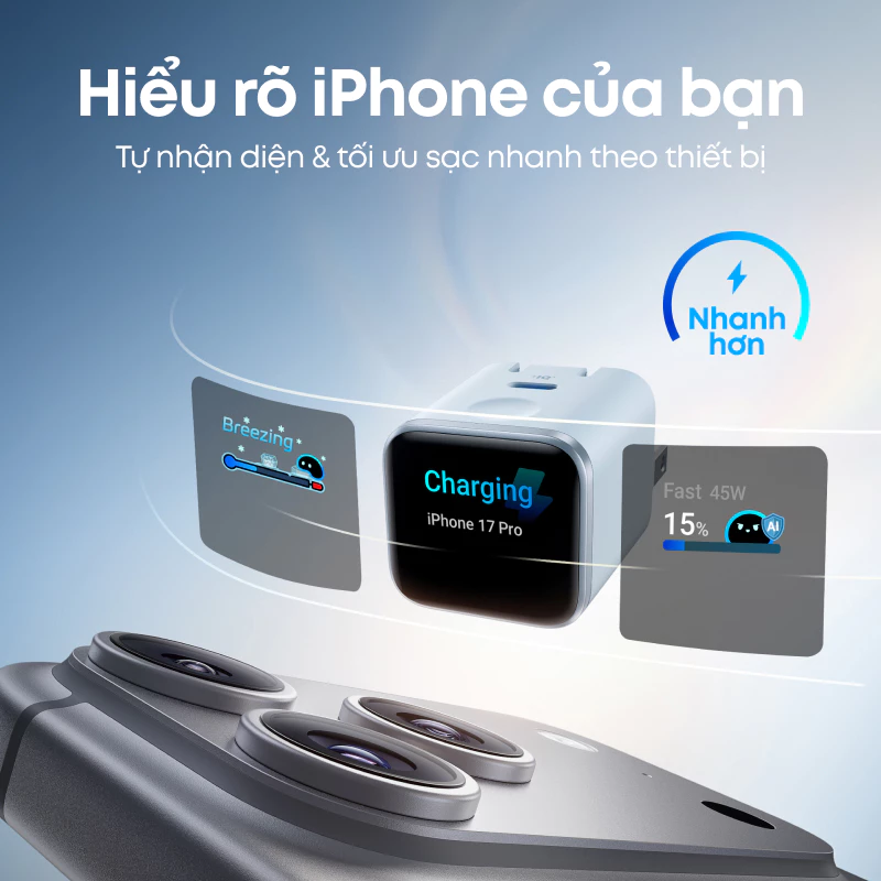 Sạc Nhanh Anker Nano 45W (A121D) - Màn Hình Thông Minh, Phích Gập Tiện Lợi - Image 2