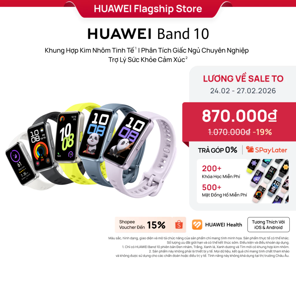 HUAWEI Band 10 - Smartband Khung Nhôm Siêu Mỏng, Phân Tích Giấc Ngủ Chuyên Sâu - Image 2