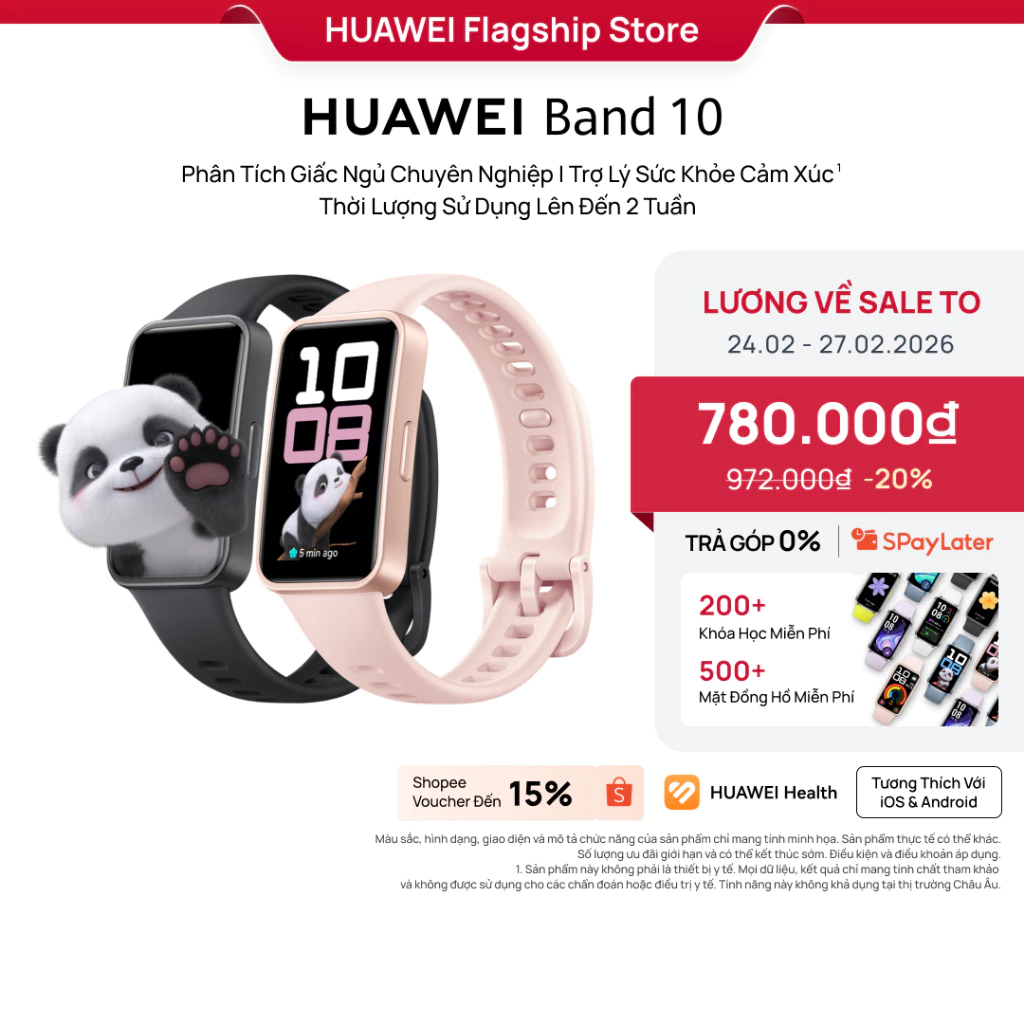 HUAWEI Band 10 - Smartband Khung Nhôm Siêu Mỏng, Phân Tích Giấc Ngủ Chuyên Sâu
