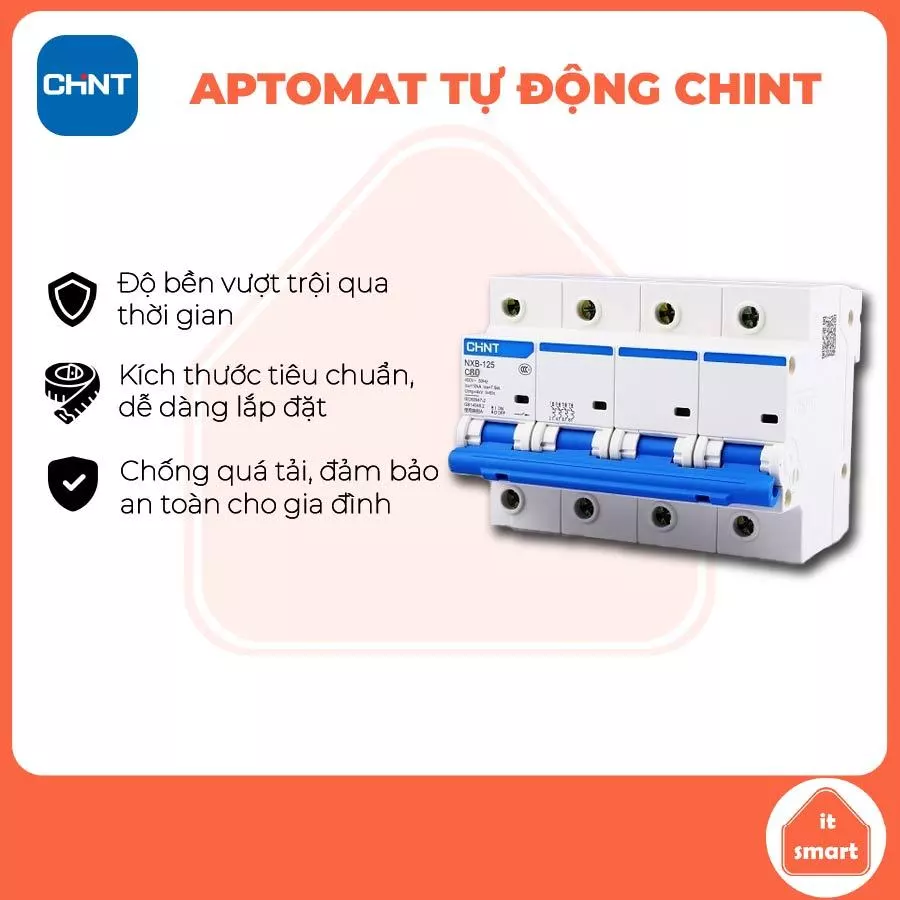 Aptomat Chint, CB Chint, cầu dao Chint NXB125 độ chuẩn xác cao, bảo vệ an toàn cho gia đình bạn, chất lượng
