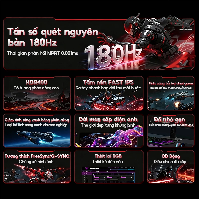 Màn Hình EXPOSE 27 Inch 2K 180Hz: Chân Đế Xoay Dọc, Giá Rẻ Vô Đối