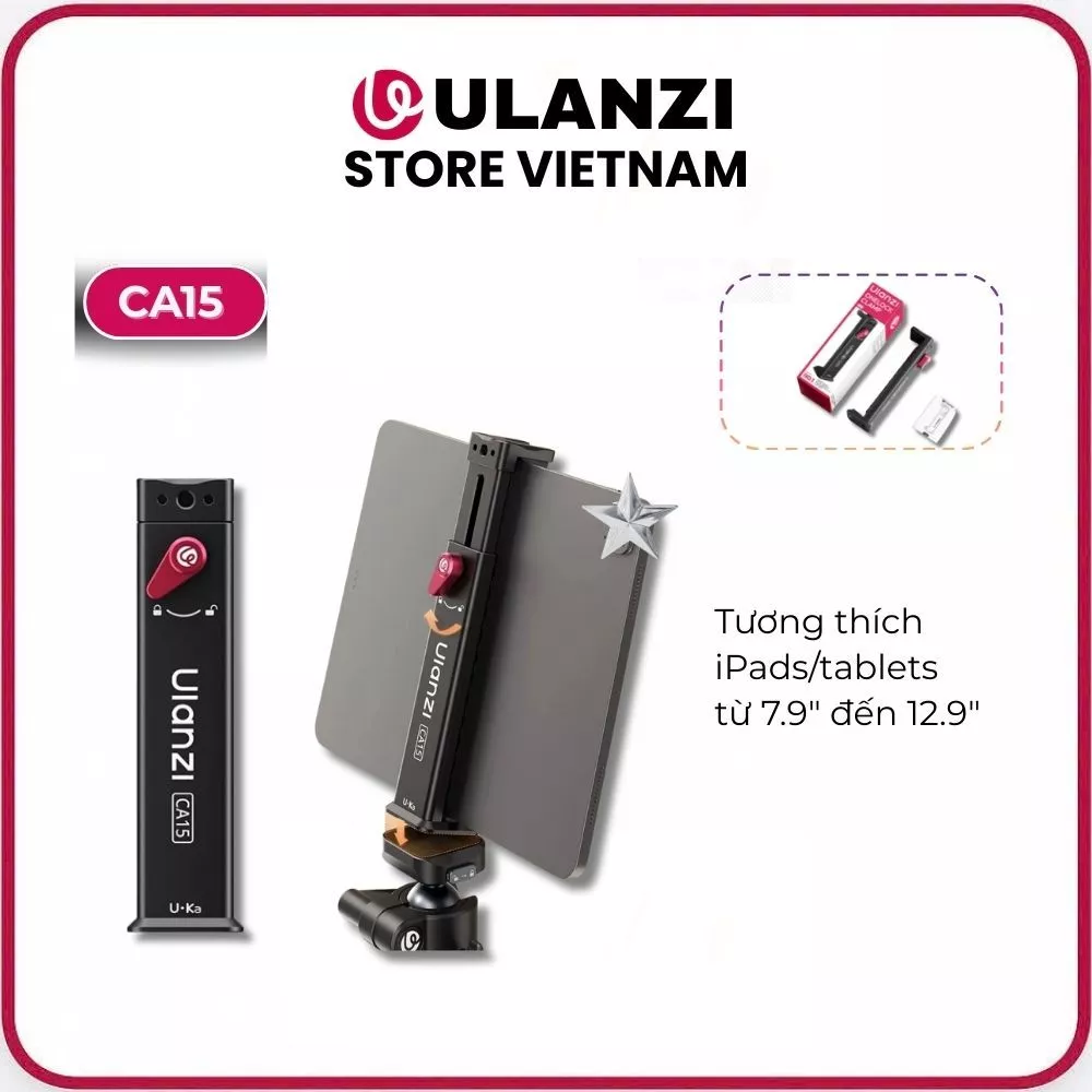 Ulanzi CA15 - Giá Đỡ Kẹp Hợp Kim Nhôm Đa Năng Cho Điện Thoại & Tablet, Có Cold Shoe Gắn Tripod