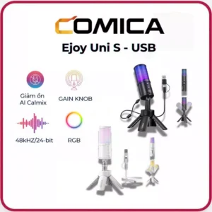 COMICA EJOY UNI S - Mic Thu Âm Condenser Cardioid RGB Chống Ồn Livestream & Gaming Cổng USB
