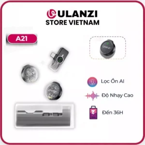 Ulanzi A21 - Micro Không Dây Thu Âm Cho Điện Thoại 32kHz/ 24bit, Khử Ồn AI, Pin 36 Giờ, Type C