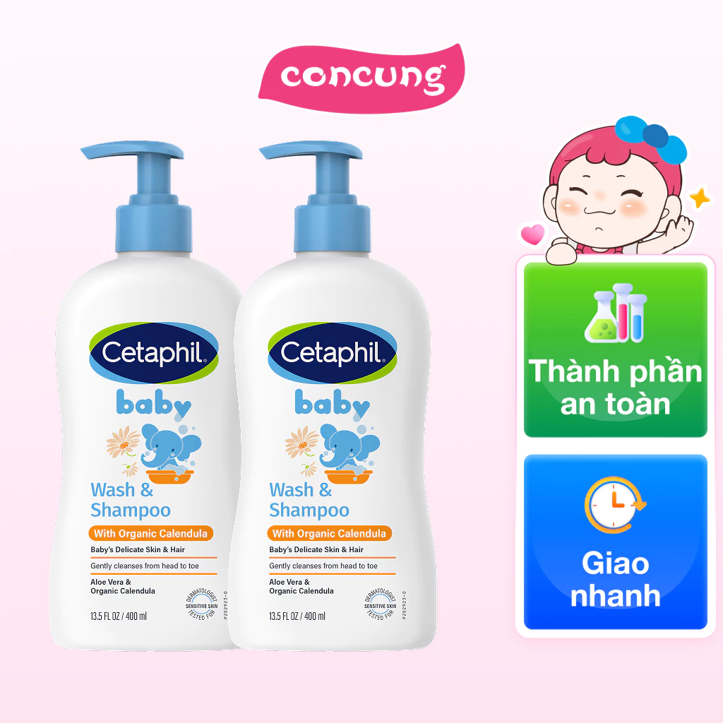 Combo 2 Sữa tắm gội trẻ em tinh chất hoa cúc Cetaphil 400ml
