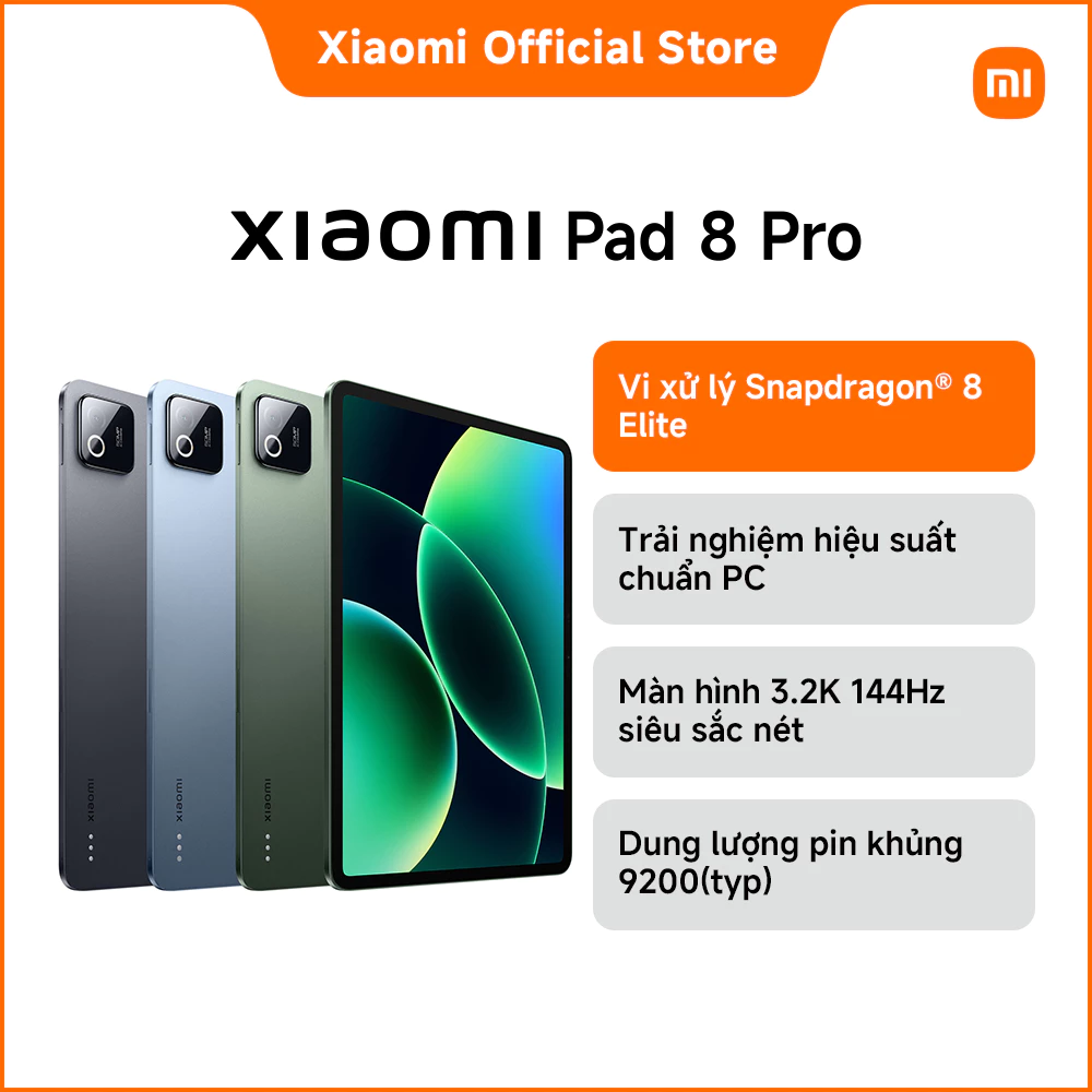 (Livestream) Máy tính bảng Xiaomi Pad 8 Pro (8+128GB|8+256GB)| Pin 9200mAh (typ)|Màn hình 3.2K 144Hz