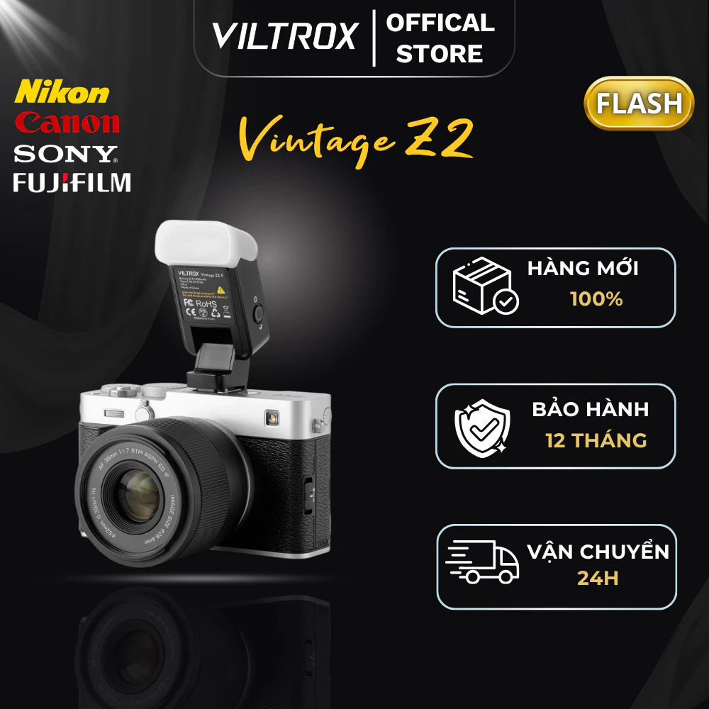 VILTROX Vintage Z2 Mini TTL On-Camera Flash, Xoay 65° - HÀNG CHÍNH HÃNG
