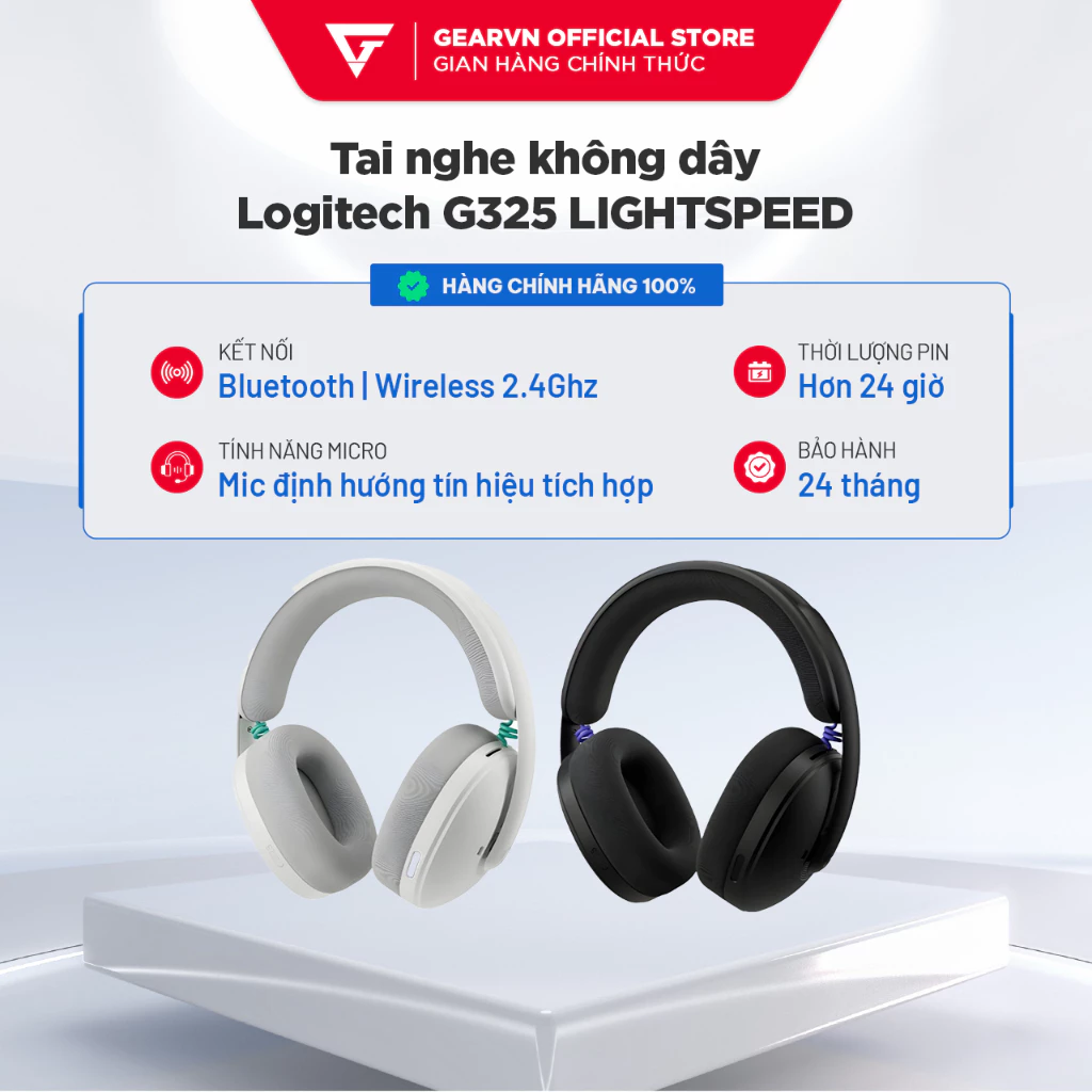 Tai nghe không dây Logitech G325 LIGHTSPEED White/ Black BH 24 Tháng
