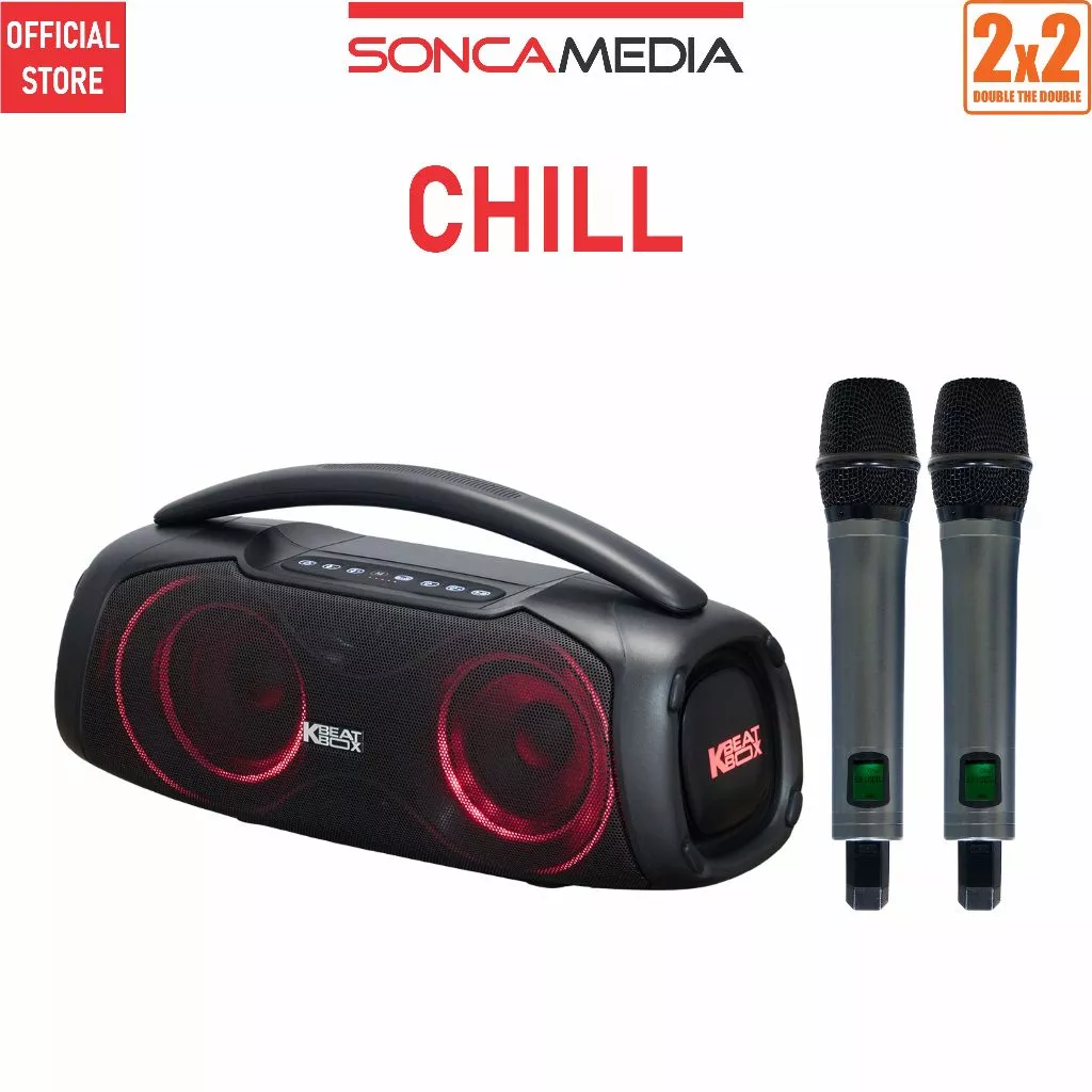 ACNOS Loa bluetooth karaoke di động - SONCAMEDIA CHILL, Kèm 2 micro