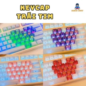 Set Keycap trái tim kiểu dáng trái tim chất liệu nhựa PBT trong suốt cực đẹp dành cho bàn phím cơ