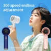 Quạt cầm tay N68 mini 5000mAh di động có thể sạc gió mạnh 100 tốc độ turbo phản lực màn hình hiển thị pin tặng dây đeo