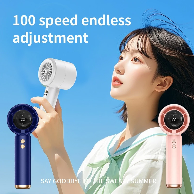 Quạt cầm tay N68 mini 5000mAh di động có thể sạc gió mạnh 100 tốc độ turbo phản lực màn hình hiển thị pin tặng dây đeo