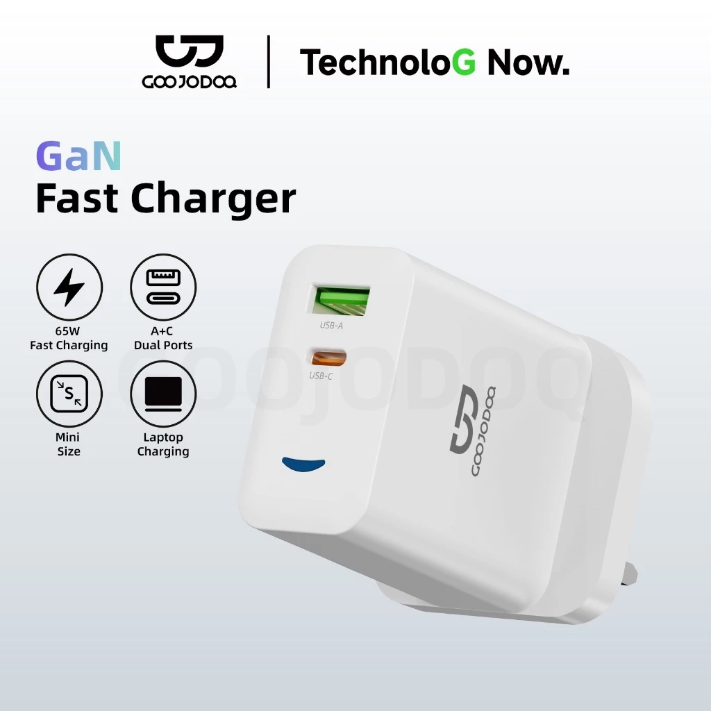 Củ Sạc GaN GOOJODOQ 65W PD, 2 Cổng USB-C/A, Sạc Nhanh, Nhỏ Gọn, Dùng Cho Nhiều Thiết Bị