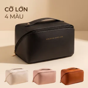 Túi đựng mỹ phẩm cỡ lớn chống nước, túi makeup du lịch da PU phong cách Hàn Quốc