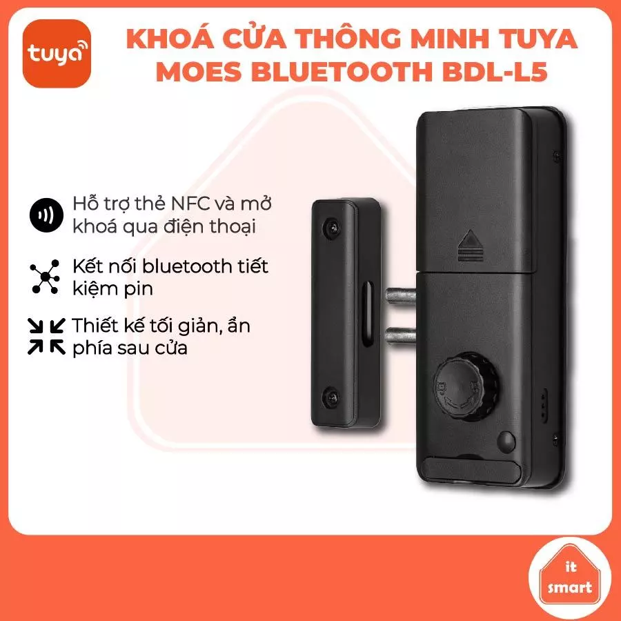 Khoá thông minh Tuya Moes bluetooth BDL-L5 hỗ trợ thẻ từ và điều khiển qua ứng dụng