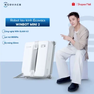 [KOLs] Ecovacs Winbot Mini 2 Robot lau kính | Lực hút tối đa 8000Pa | Bảo vệ khi mất điện 30 phút | BH 12 tháng