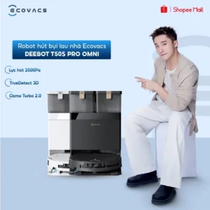 [KOLs] Ecovacs DEEBOT T50S Pro Omni Robot hút bụi lau nhà | Lực hút tối đa 25.000Pa | Nâng giẻ 9mm | BH 24 tháng