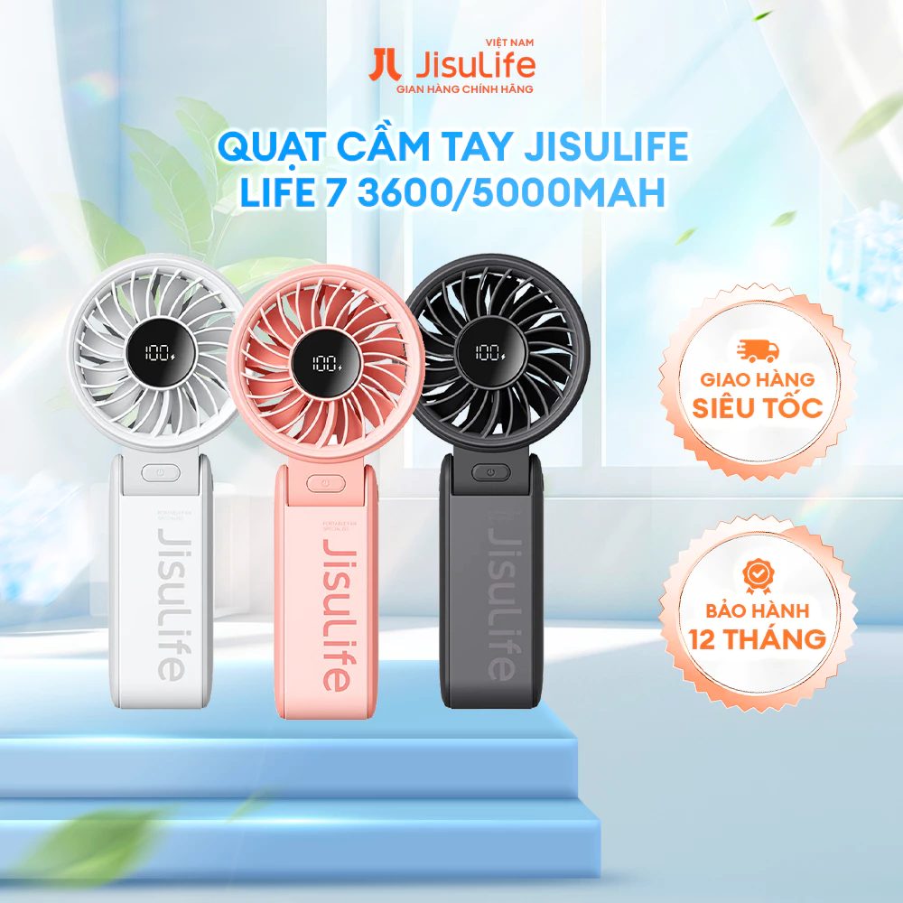 Quạt Mini JISULIFE LIFE 4/LIFE 7/LIFE 9 - Pin 3600mAh - Dùng Đến 12H - Bảo Hành 12 Tháng