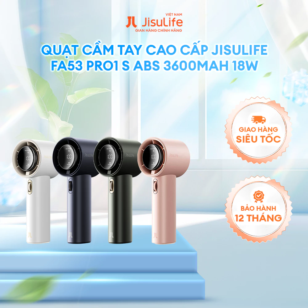 Quạt Mini Cao Cấp JISULIFE FA53/FA53PRO/FA55/FA55 2025 - LED Hiển Thị - Sử Dụng 12H - Bảo Hành Chính Hãng 12 Tháng