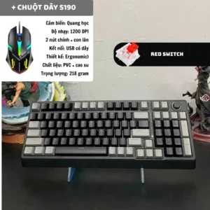 Combo bàn phím và chuột za981 Kèm chuột Chuột - Hotswap - Red Switch - LED 9 chế độ - Kết nối TypeC