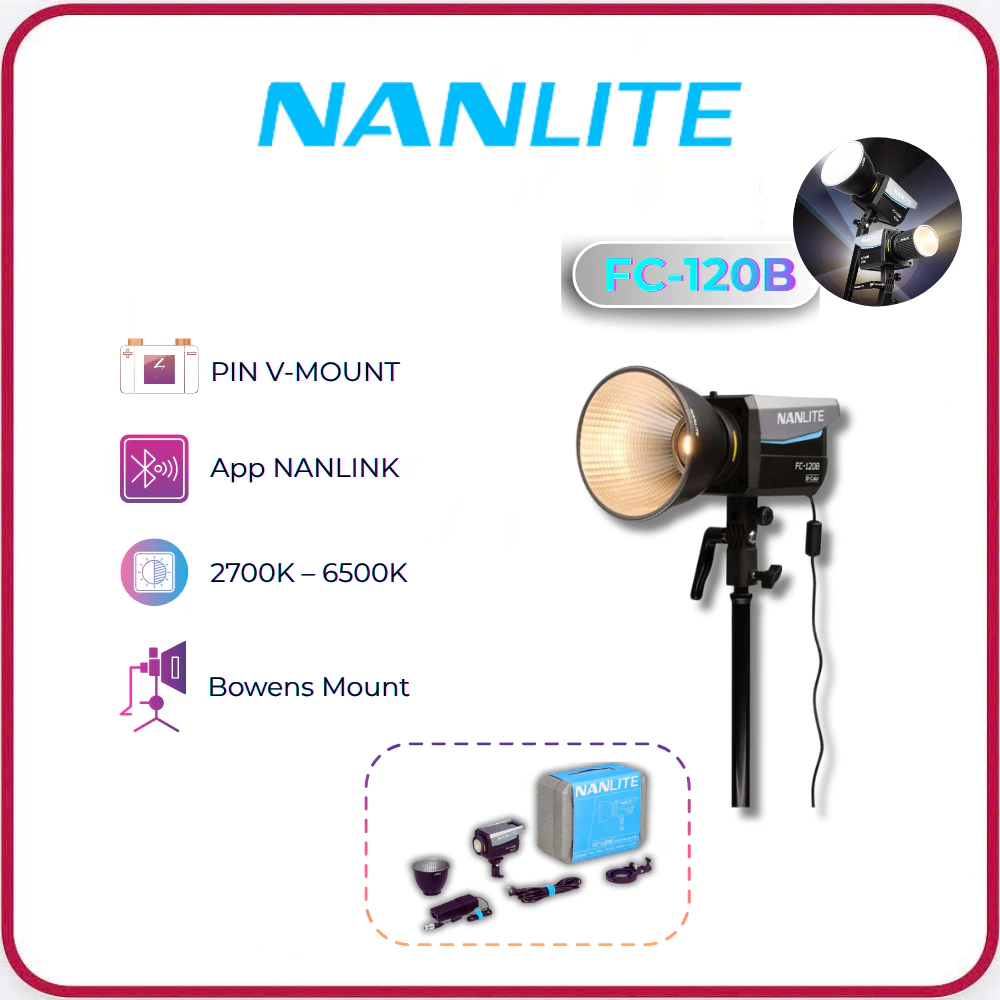 NANLITE FC-120B - Đèn LED Bi-Color, Ánh Sáng Mạnh, Nhiệt Độ 2700-6500K - Hàng Chính Hãng