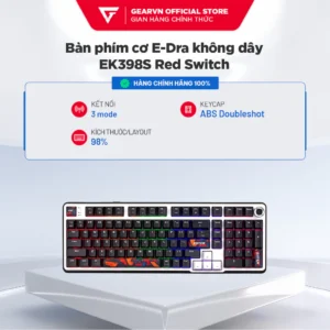 Bàn phím cơ E-Dra không dây EK398S Red Switch - Bảo hành chính hãng 24 Tháng - 3 mode kết nối