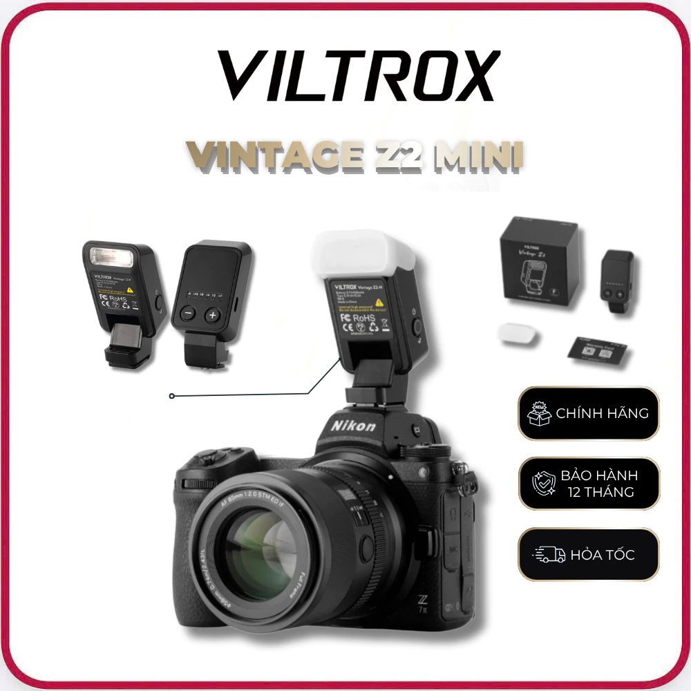VILTROX VINTAGE Z2 MINI - Đèn Flash Máy Ảnh VILTROX Z2 Có TTL - Hàng Chính Hãng