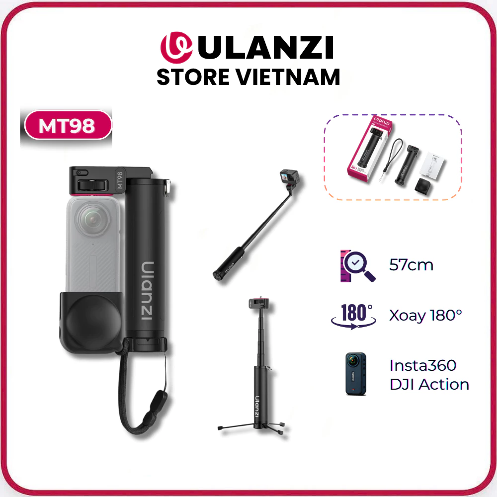 ULANZI MT98 - Gậy Selfie Kiêm Tripod Kéo Dài 57cm, Xoay 180° Cho Insta360, DJI Action