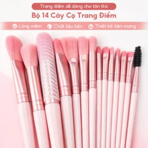 14 Cái/Bộ Cọ Trang Điểm Chuyên Dụng Kèm Kéo Đầu Lông Mịn Mềm Mại Dễ Sử Dụng