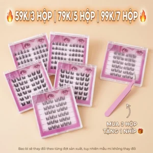 [59K/3 HỘP + TẶNG NHÍP] Lông Mi Giả Cụm Tự Nhiên, Siêu Nhẹ Dễ Gắn Cho Người Mới Bắt Đầu