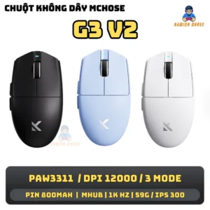 Chuột không dây Mchose G3 V2 - 3 mode kết nối - Pin 800mah - Chip 3311 - DPI 22000