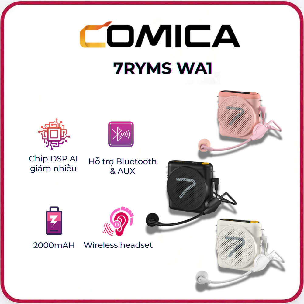 Máy Trợ Giảng 7RYMS WA1 – Âm Thanh To Rõ, Pin 23h, Bluetooth & Chống Hú