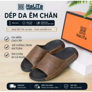 [Dép Công Thái Học] Dép Da Bò HaLiTa - Bản Nâng Cấp Chống Trơn, Đế Cao Su Nhám