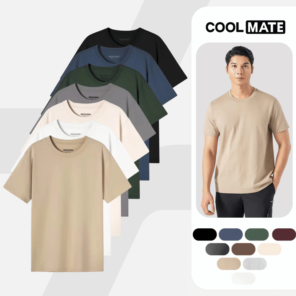 Áo thun nam TShirt Basic Cotton 100% 220gsm dày dặn mềm mại Coolmate