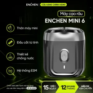 Máy cạo râu Enchen Mini 6 lưỡi dao kép mỏng, chống nước IPX7, pin sử dụng đến 2 tháng - BH 12 tháng